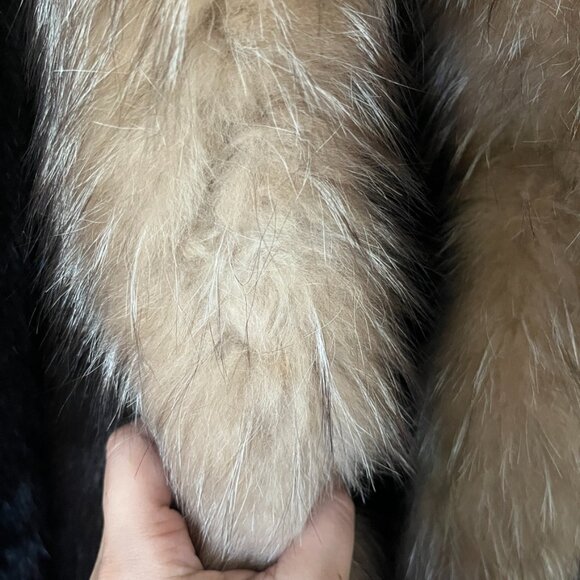 Mahogany Mink Fur Coat Size 10 Dyed Fox Tuxedo Long York Furrier Great Condition - Picture 11 of 16
